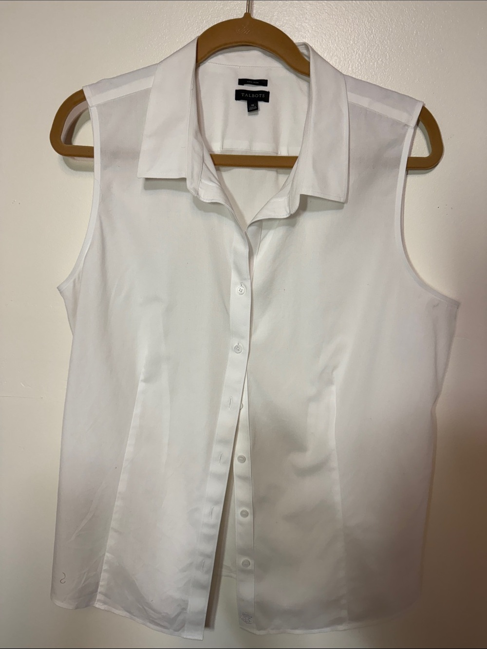Talbots Sleeveless White Button-Front Collared Blouse NEW w/o tag